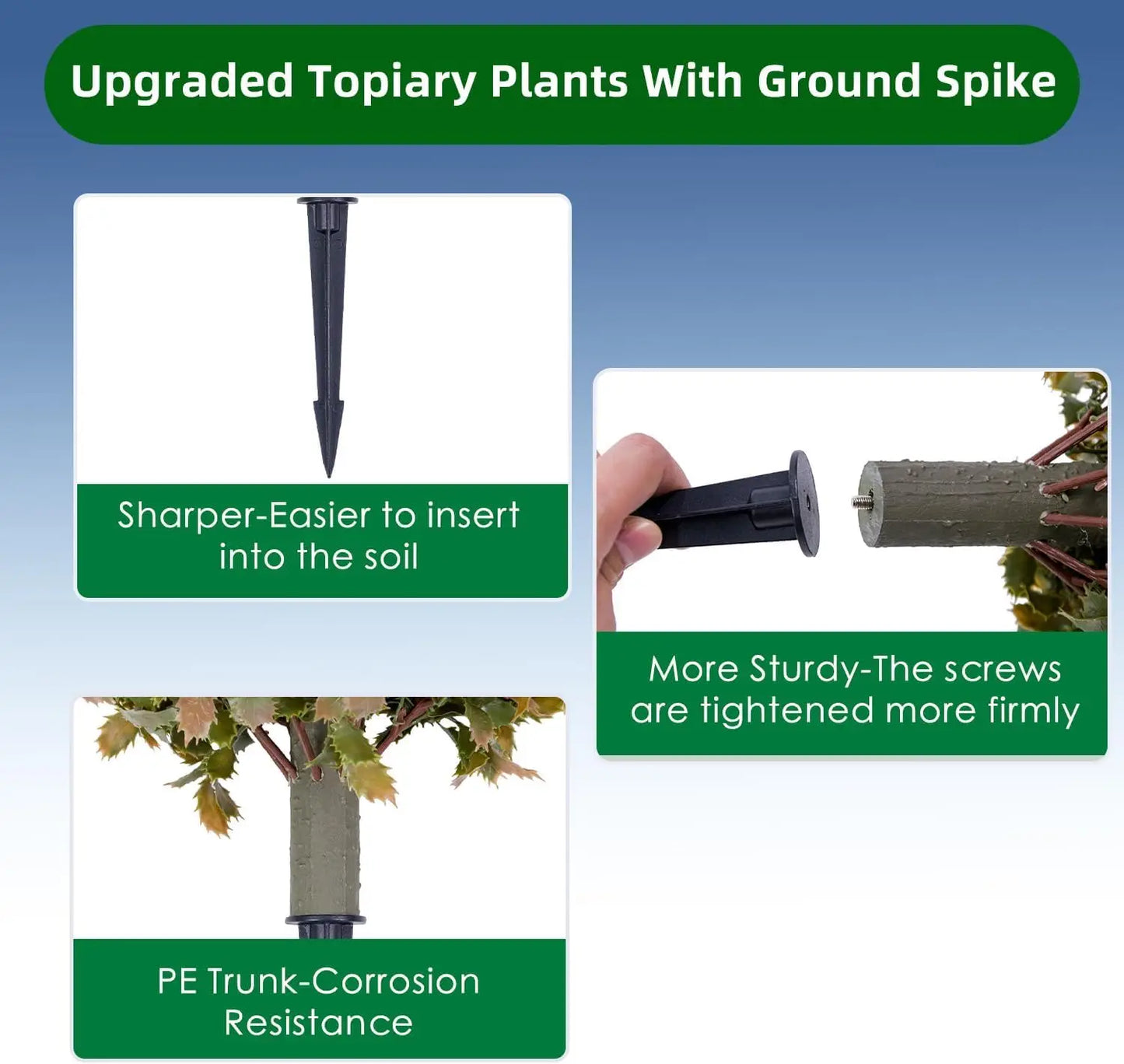 HiMISS Boxwood Topiary Ball Trees 2 Pcs Ground Spikes
