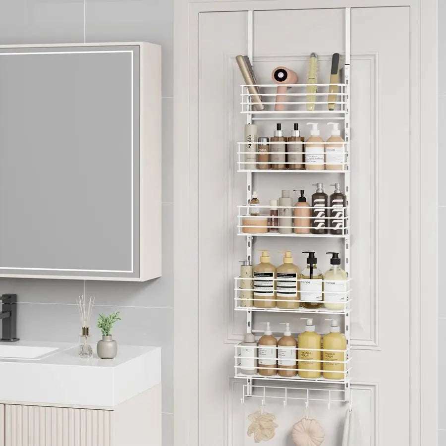 Over The Door Organizer With 5 Baskets And 6 Hooks