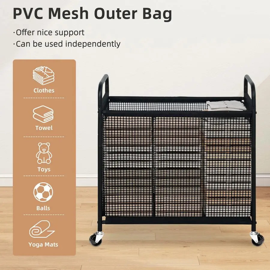 Rolling Laundry Hamper With Wheels And Removable Bag