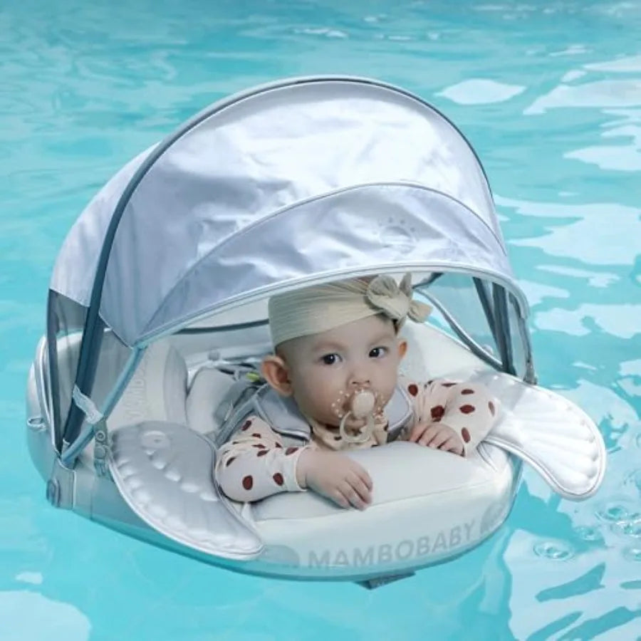 Mambobaby Canopy Tail Baby Pool Float Non Inflatable Swim Float Waterproof