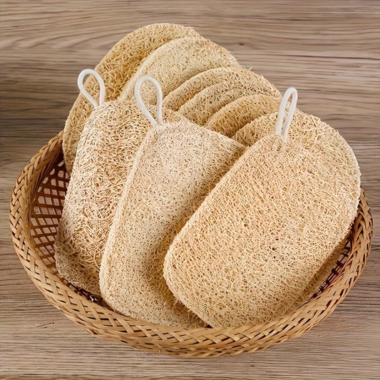 6pcs Natural Loofah Exfoliating Sponges Bamboo Fiber Cleaning Pads