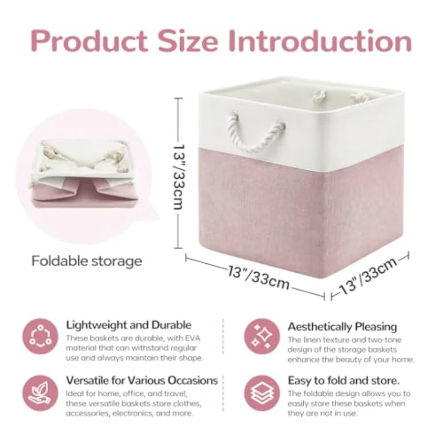 Fabric Cube Storage Bins Six Pack With Handles Foldable