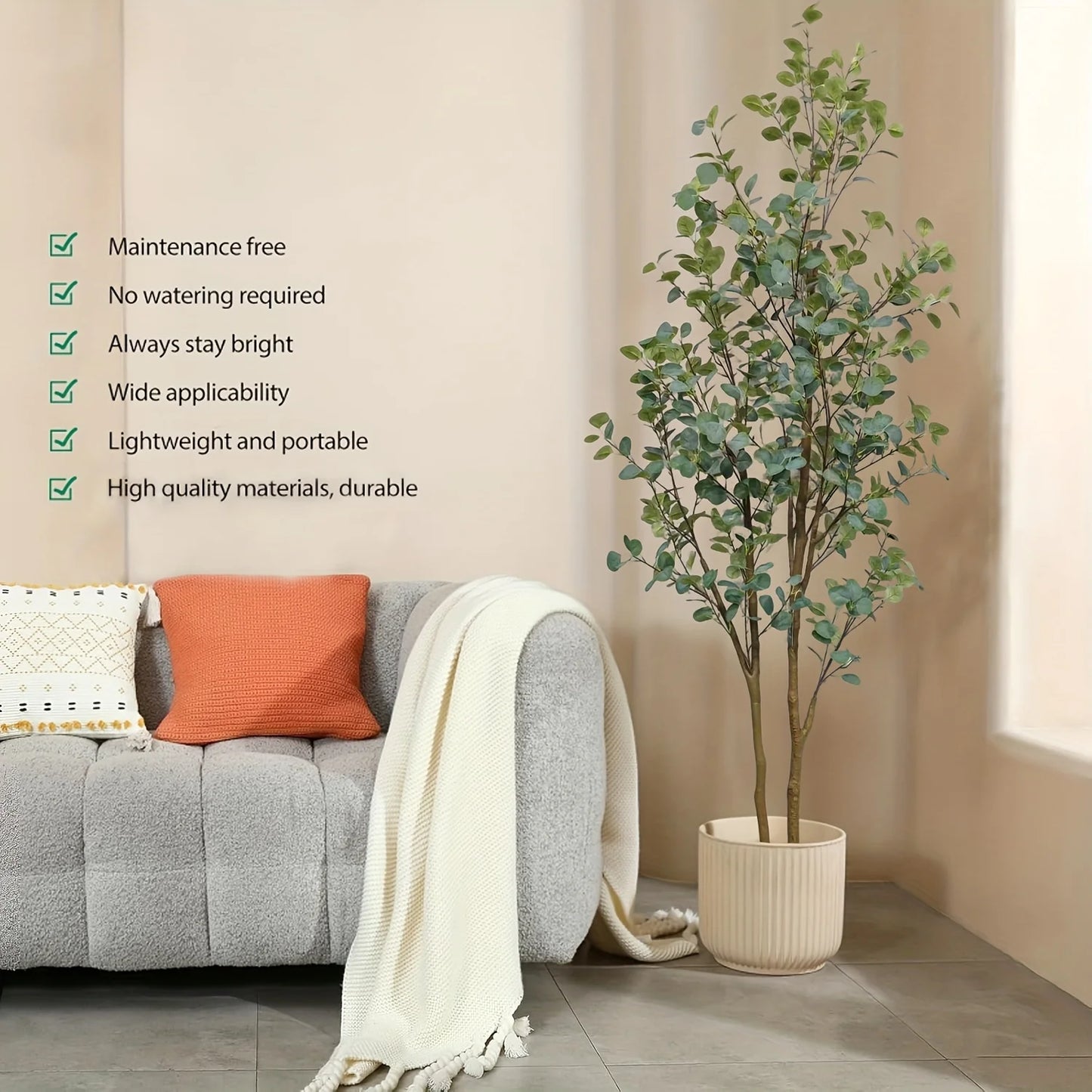 Artificial Eucalyptus Tree With Planter For Indoor Decor