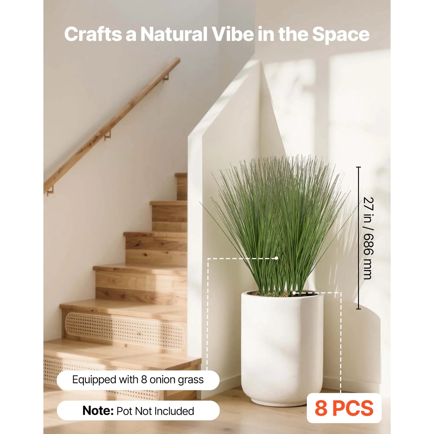 SucceBuy Faux Onion Grass Artificial Plants For Indoor Decor