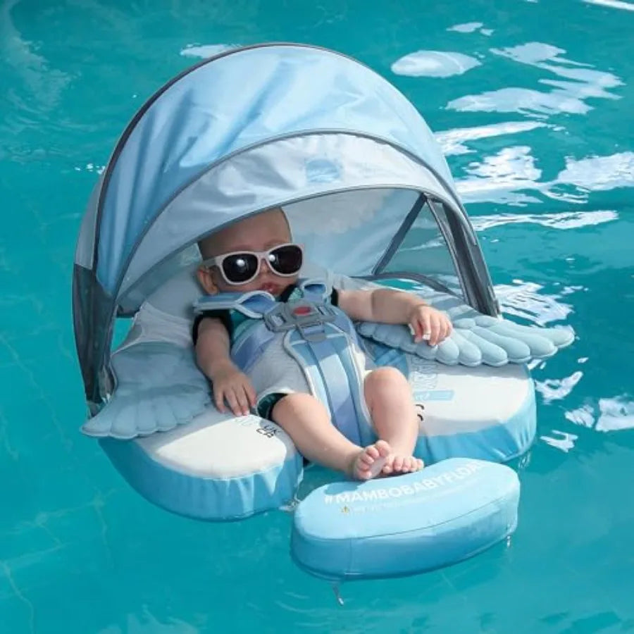 Mambobaby Baby Swim Float With Tail And UPF Sun Canopy