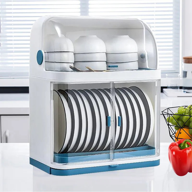 2-Layer Kitchen Cutlery Rack And Dish Drying Rack With Lid