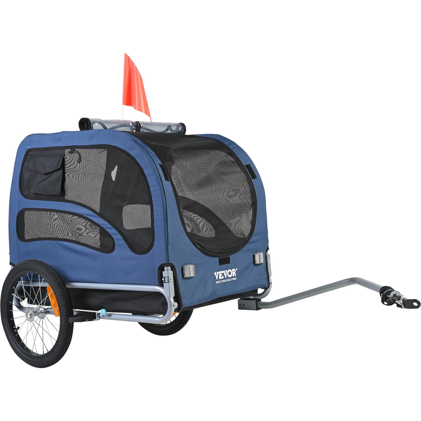 Pet Bicycle Carrier Dog Trailer With Coupler Reflectors Flag Collapsible