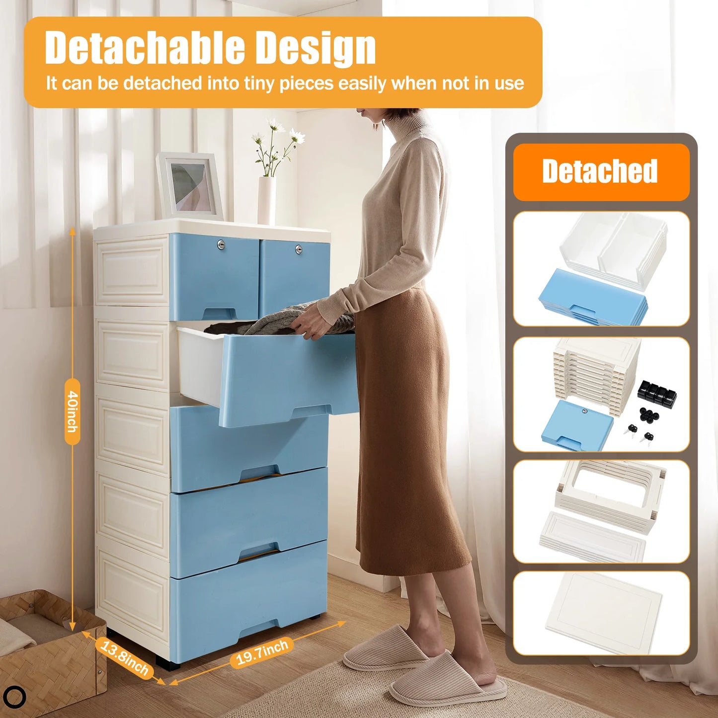 Modern Plastic Dresser Storage Tower For Home Office Bedroom
