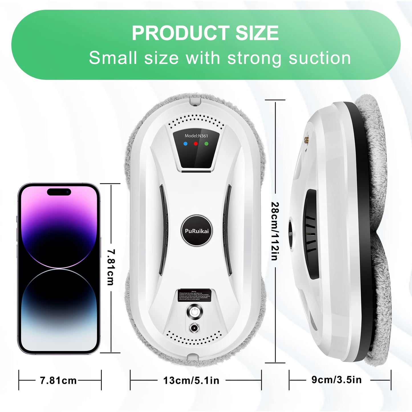PuRuikai Window Cleaning Robot For Glass Surfaces Smart Home Vacuum