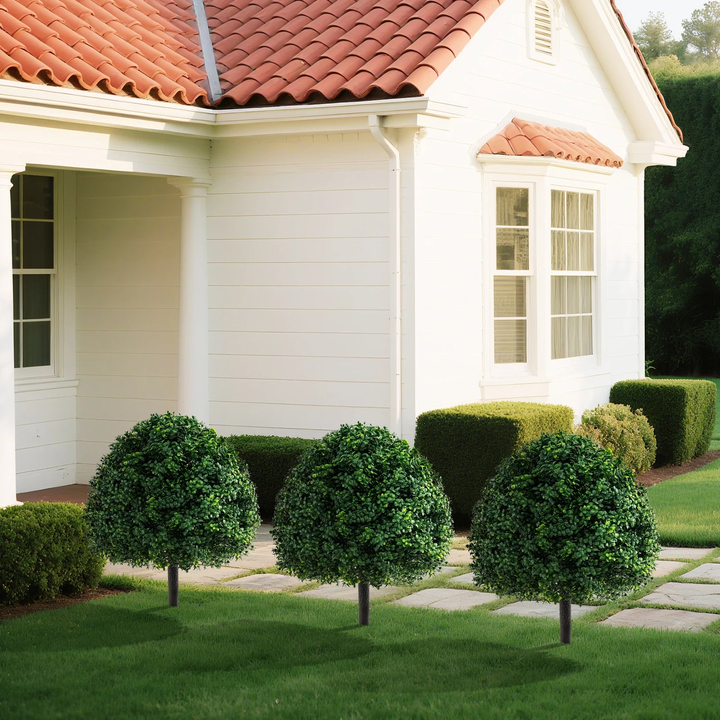 LIFEZEAL Boxwood Topiary Tree Set 2pcs With Ground Spikes