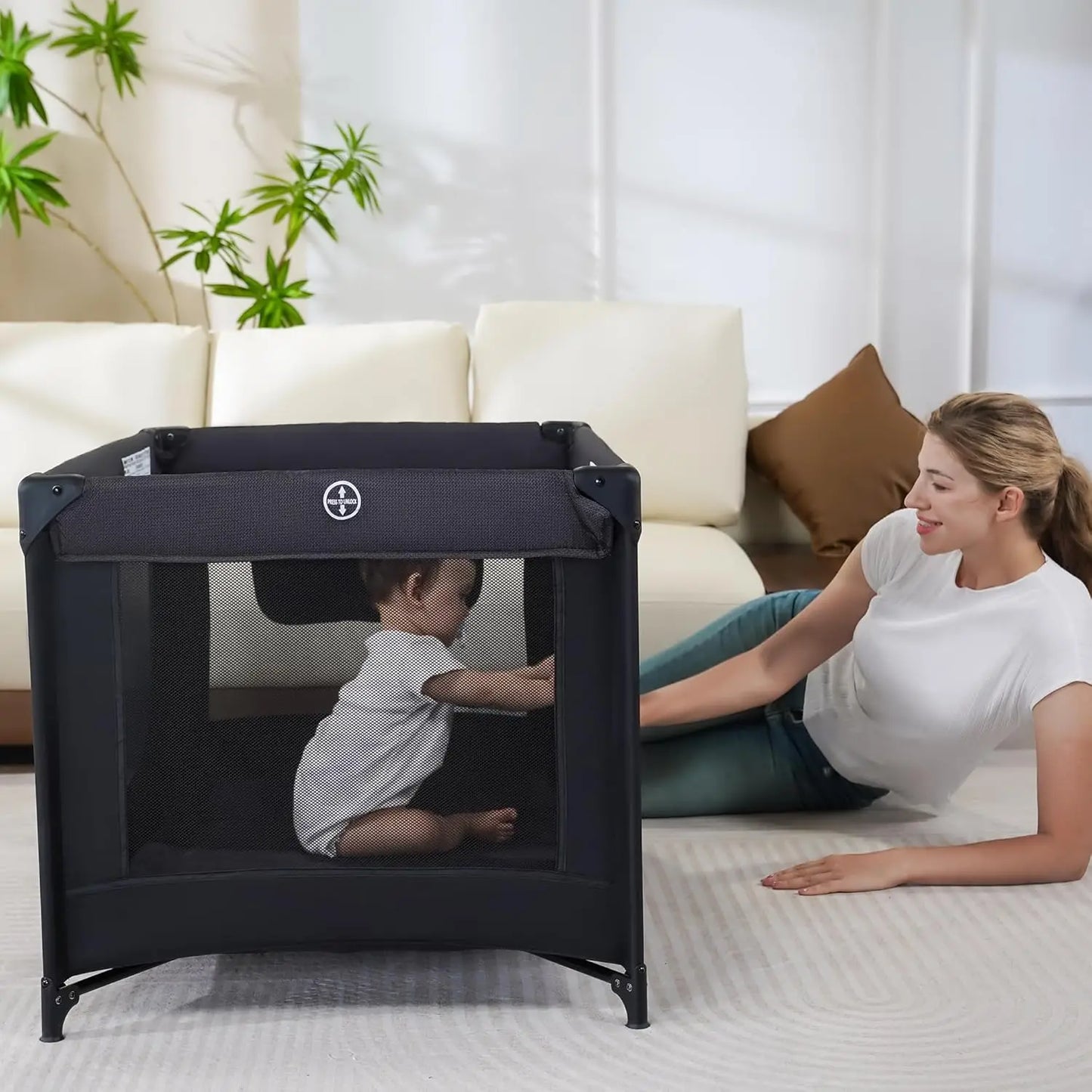 Portable Baby Playpen Foldable Travel Crib With Mattress And Bag