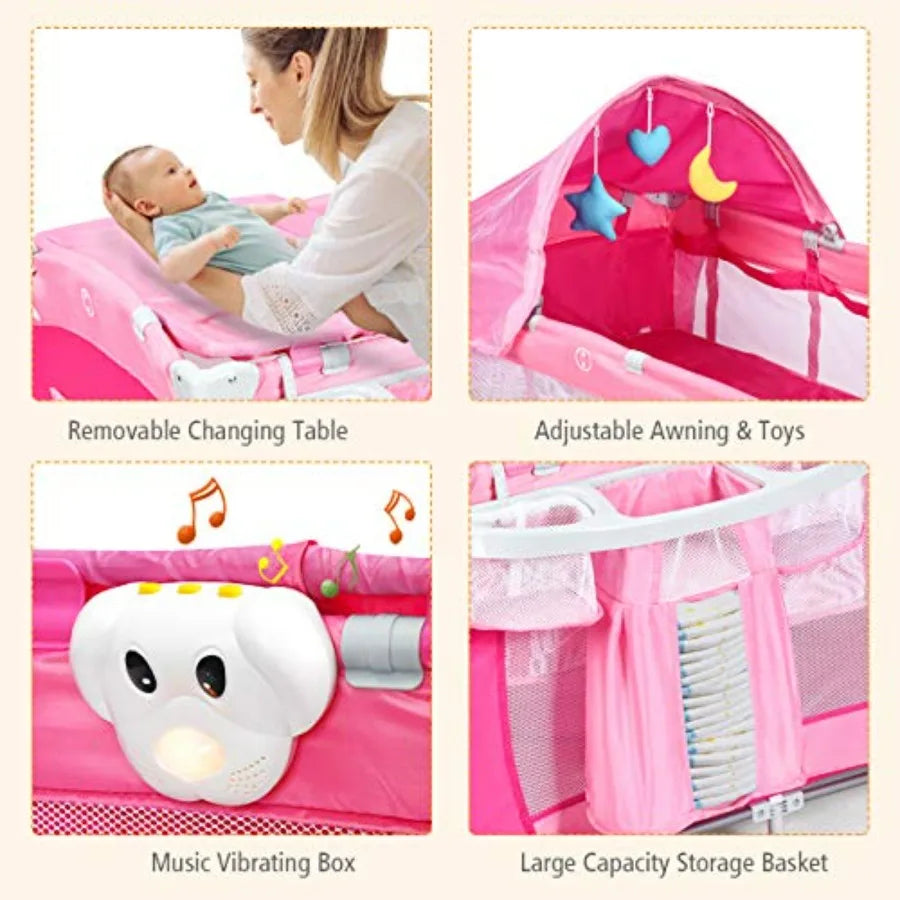 4 in 1 Pack and Play Bassinet Portable Baby Playard