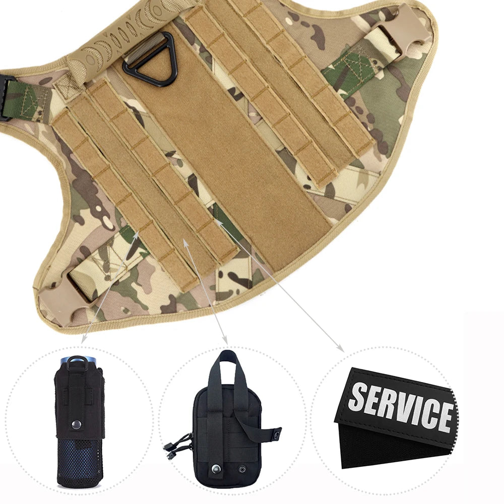 PETRAVEL Tactical Dog Harness Leash Set for Large Dogs No Pull Vest