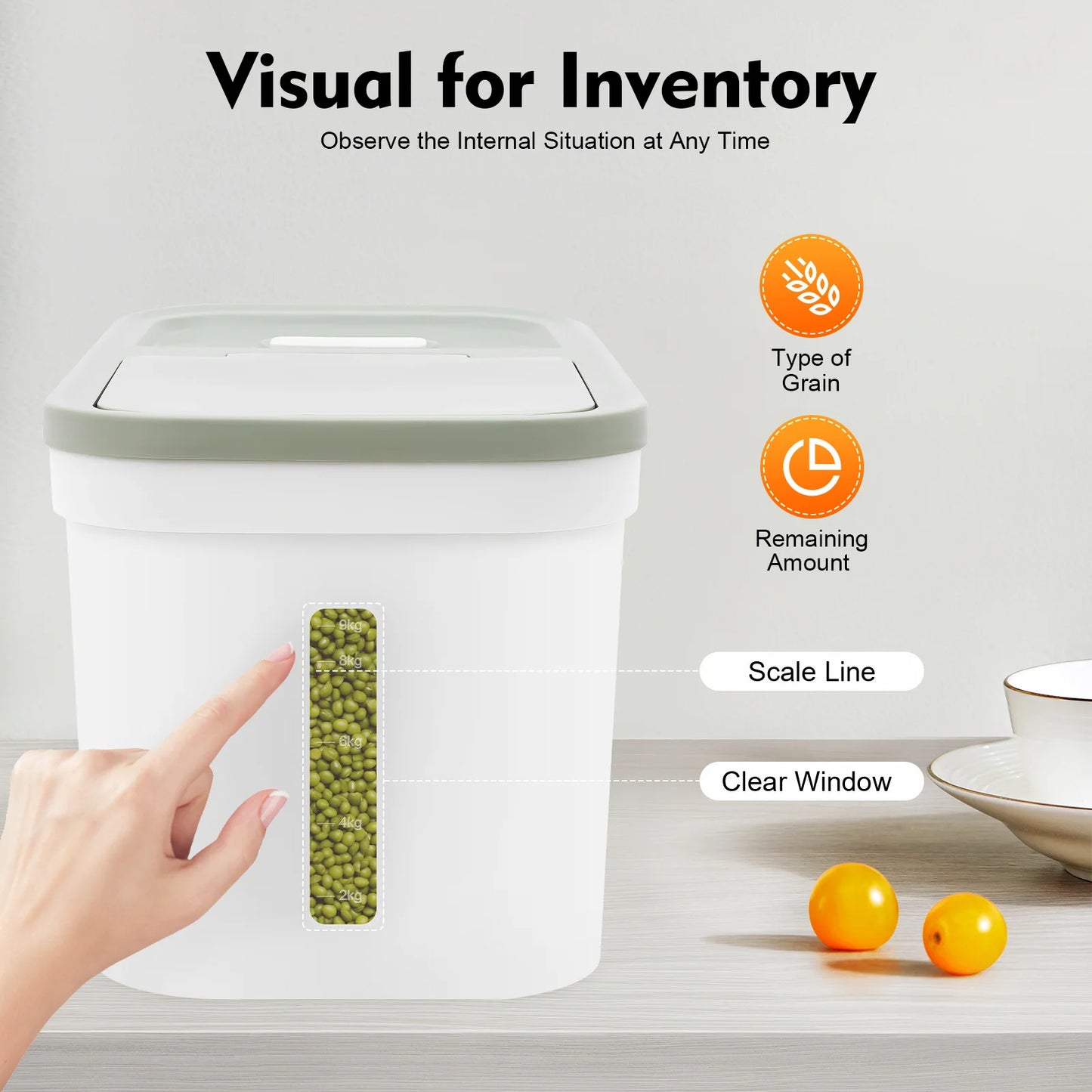 Airtight 10kg Food Storage Container For Flour And Rice Dispenser