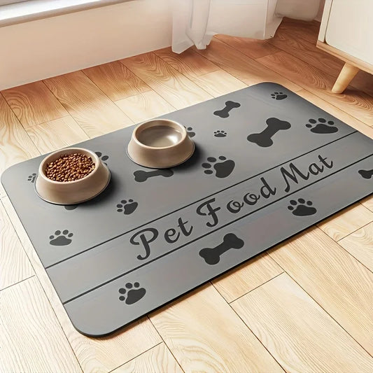 Absorbent Pet Placemat For Food And Water Bowls With Waterproof Backing