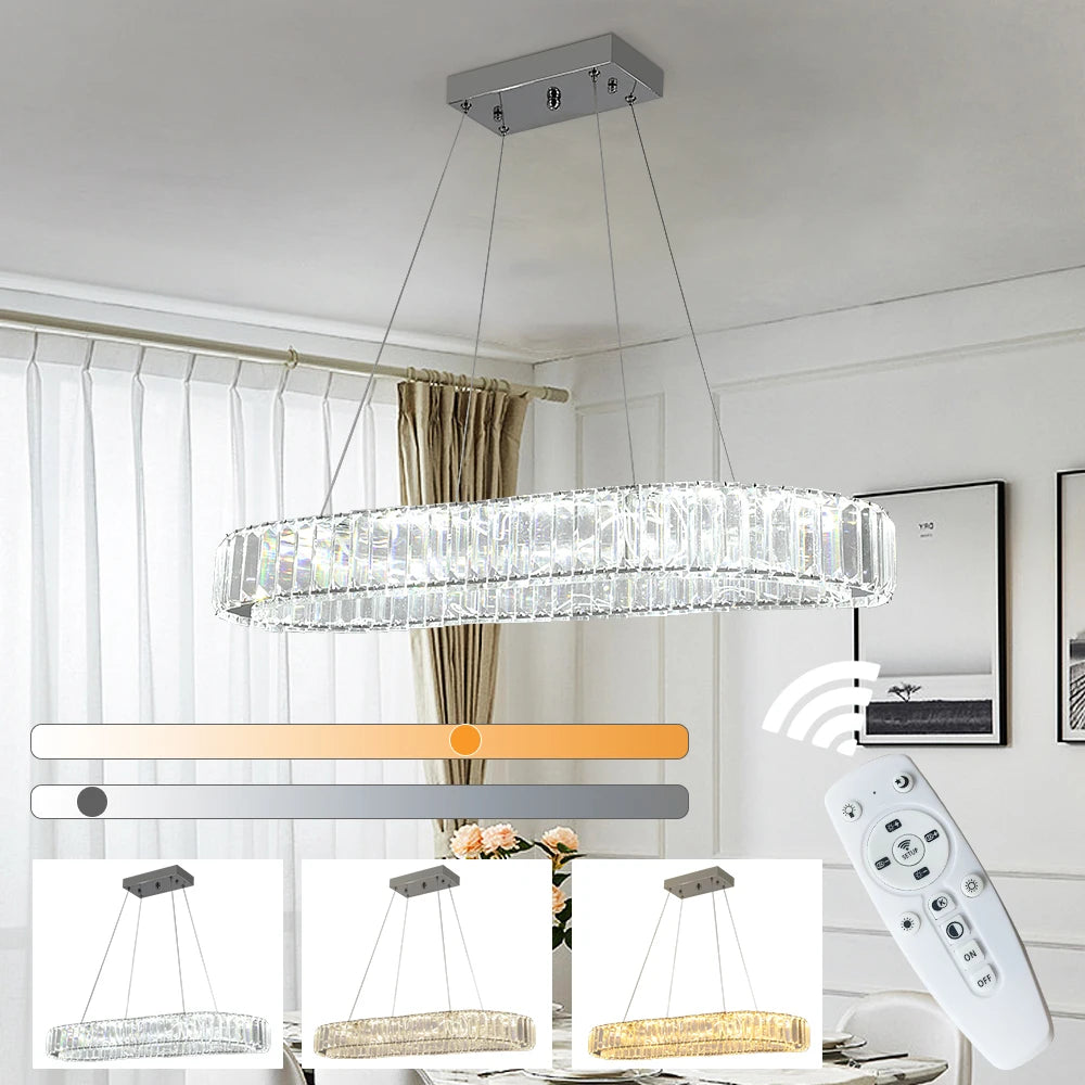 VETRULUS Modern Crystal Oval LED Chandelier Ceiling Light Fixture