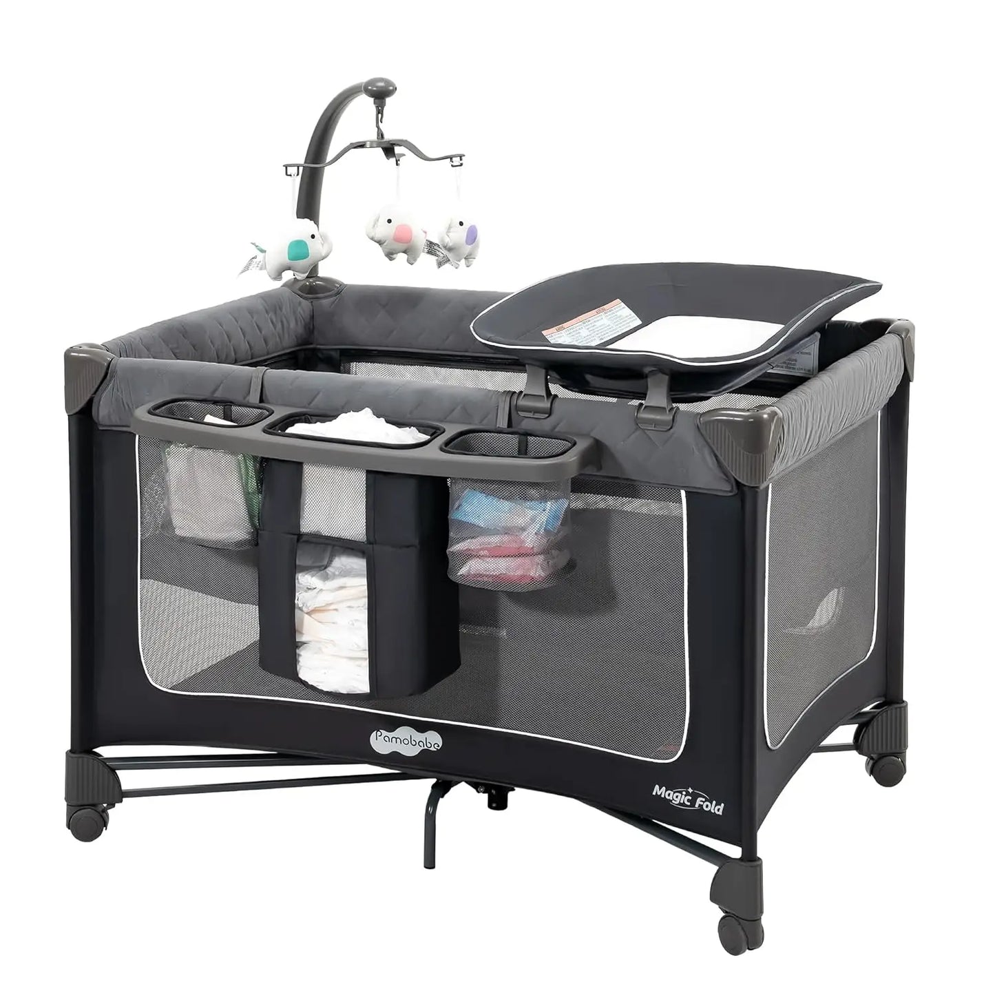 Magic Fold Playard With Bassinet And Changing Table Zip Door