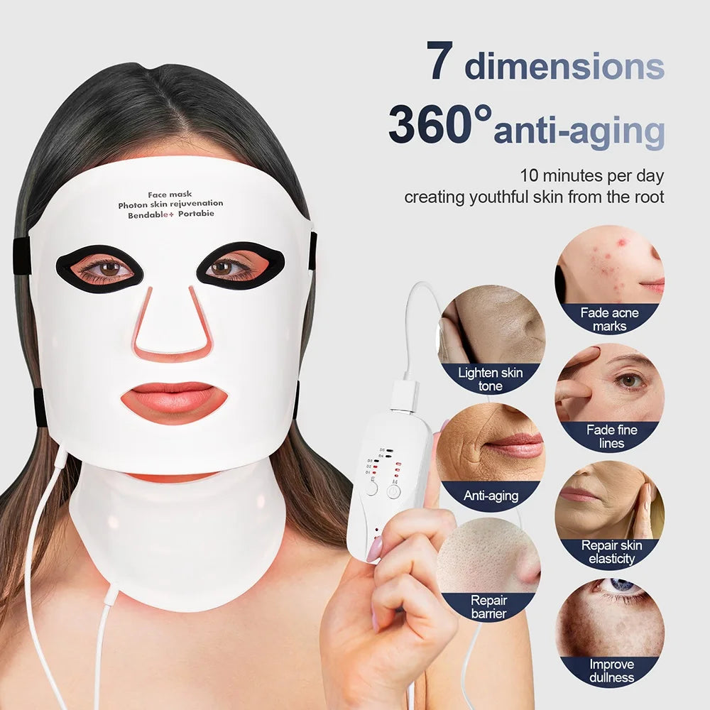 Foreverlily Silicone LED Mask With Neck Infrared Red Light Therapy