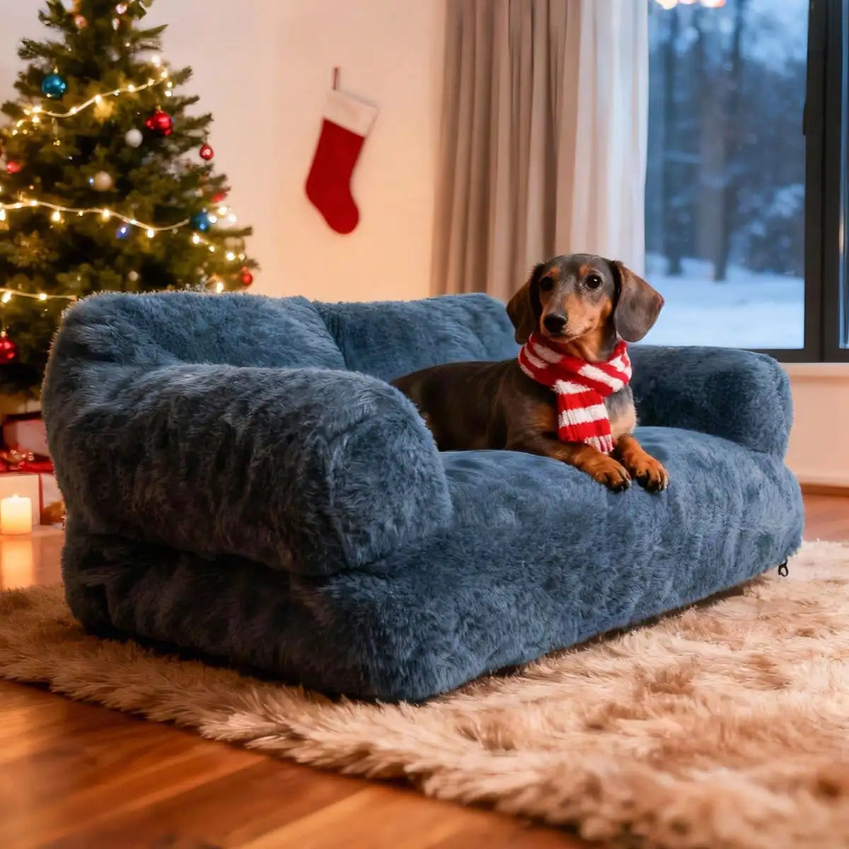 Luxurious Plush Pet Sofa Bed Warm Cozy Cats And Dogs
