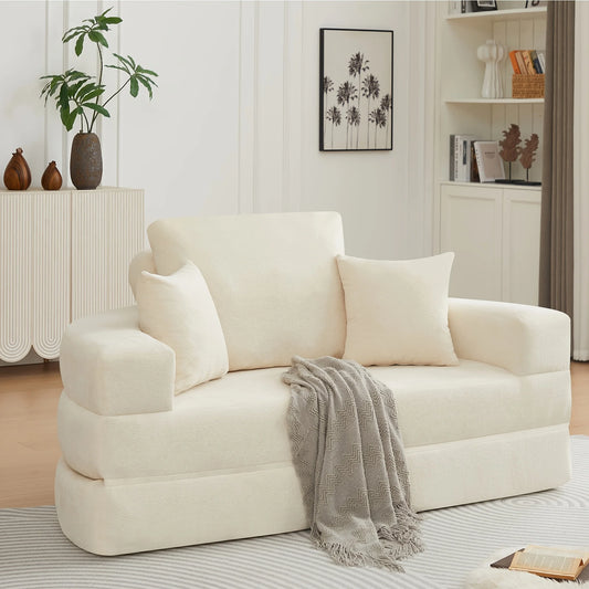 PIYRQ Foldable Convertible Sleeper Sofa With 3 Pillows