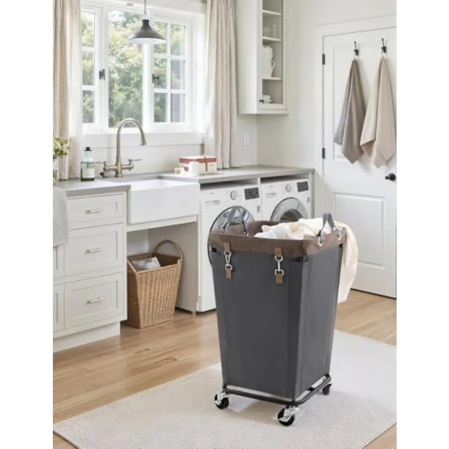 Laundry Basket With Wheels Large Rolling Hamper For Clothes