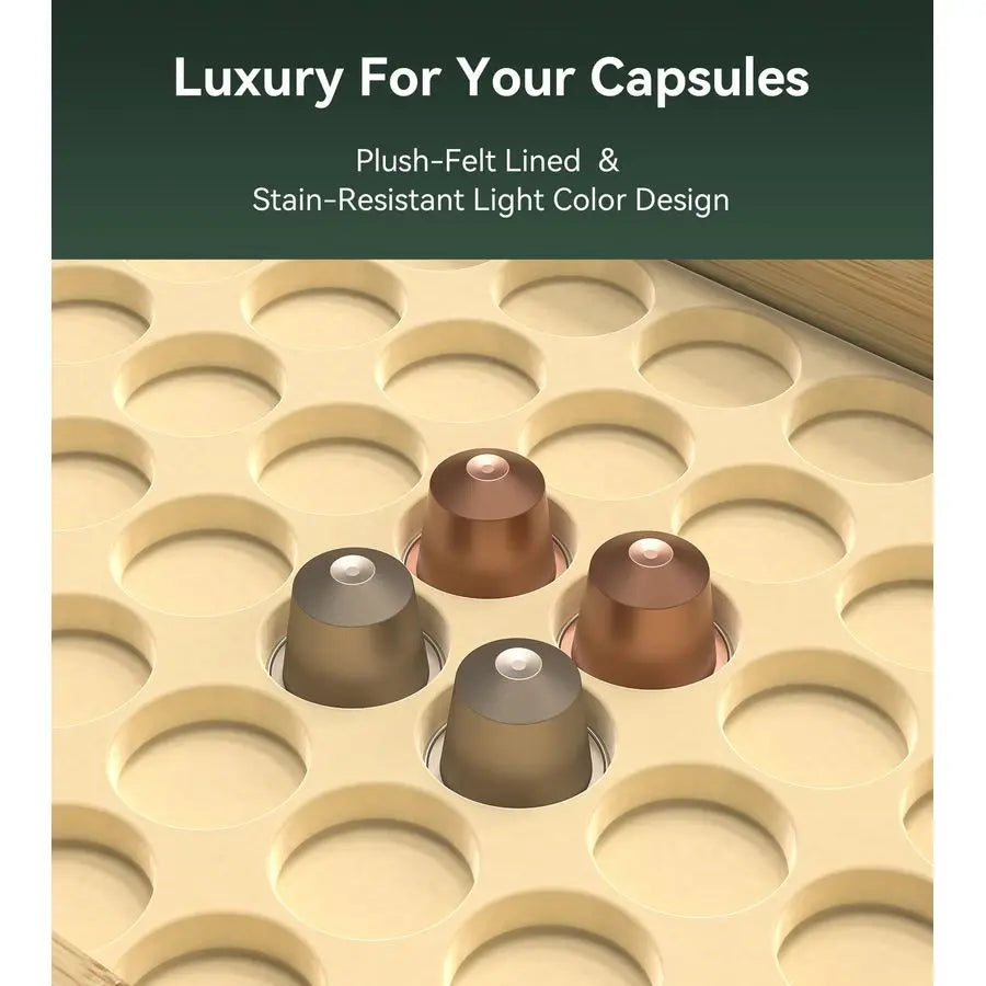 XMSJ Nespresso Original Capsules Bamboo Pod Drawer Organizer