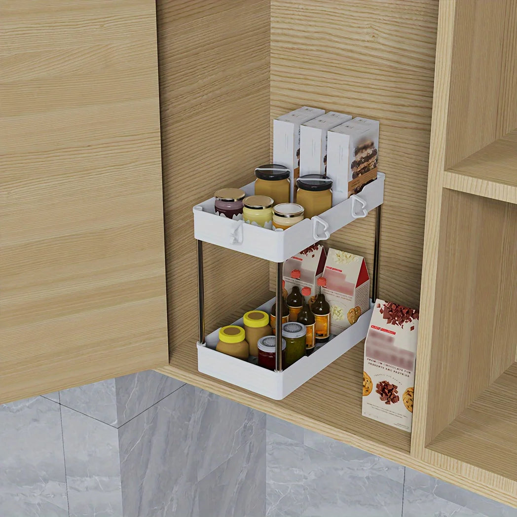 Under Bathroom Sink Organizer Set With Double Tier Racks Kitchen