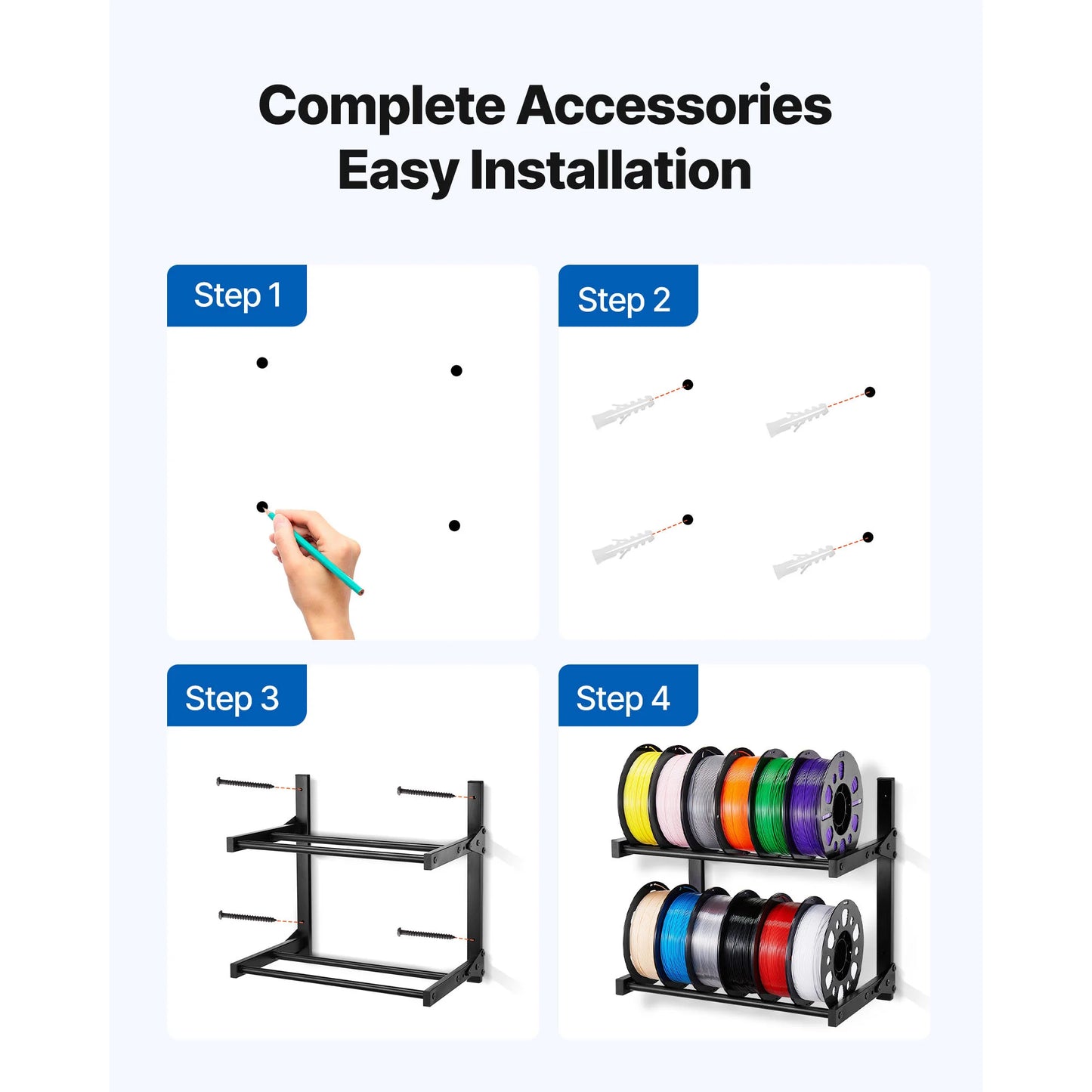 SucceBuy 2 Tier Wall Mount Filament Storage Rack With Wheels