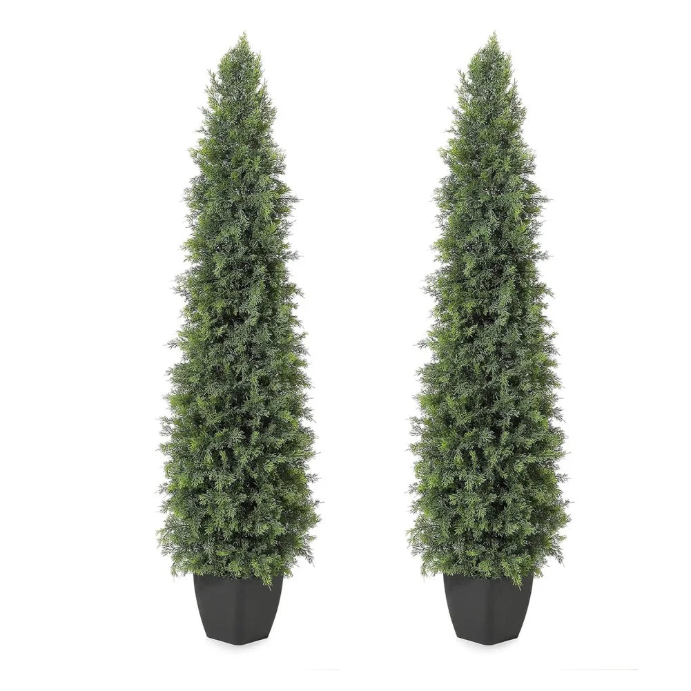 HiMISS 2 Pcs Artificial Cedar Trees Greenery Indoor Outdoor Decor