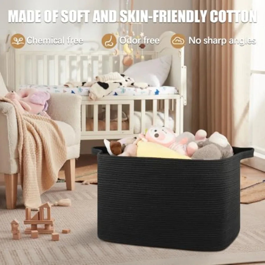 Extra Large Woven Rope Blanket Basket For Nursery And Living Room Storage