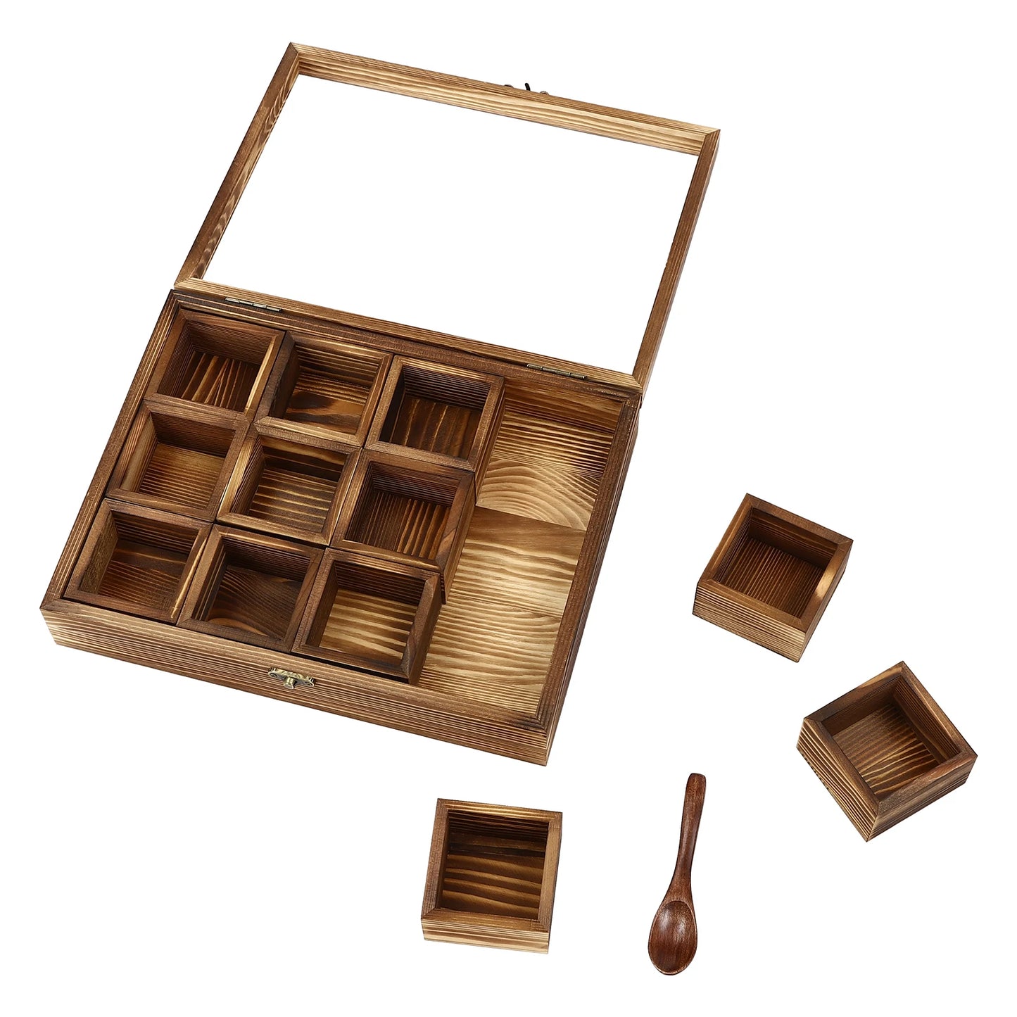 Wooden Spice Box With 12 Compartments For Spices And Herbs