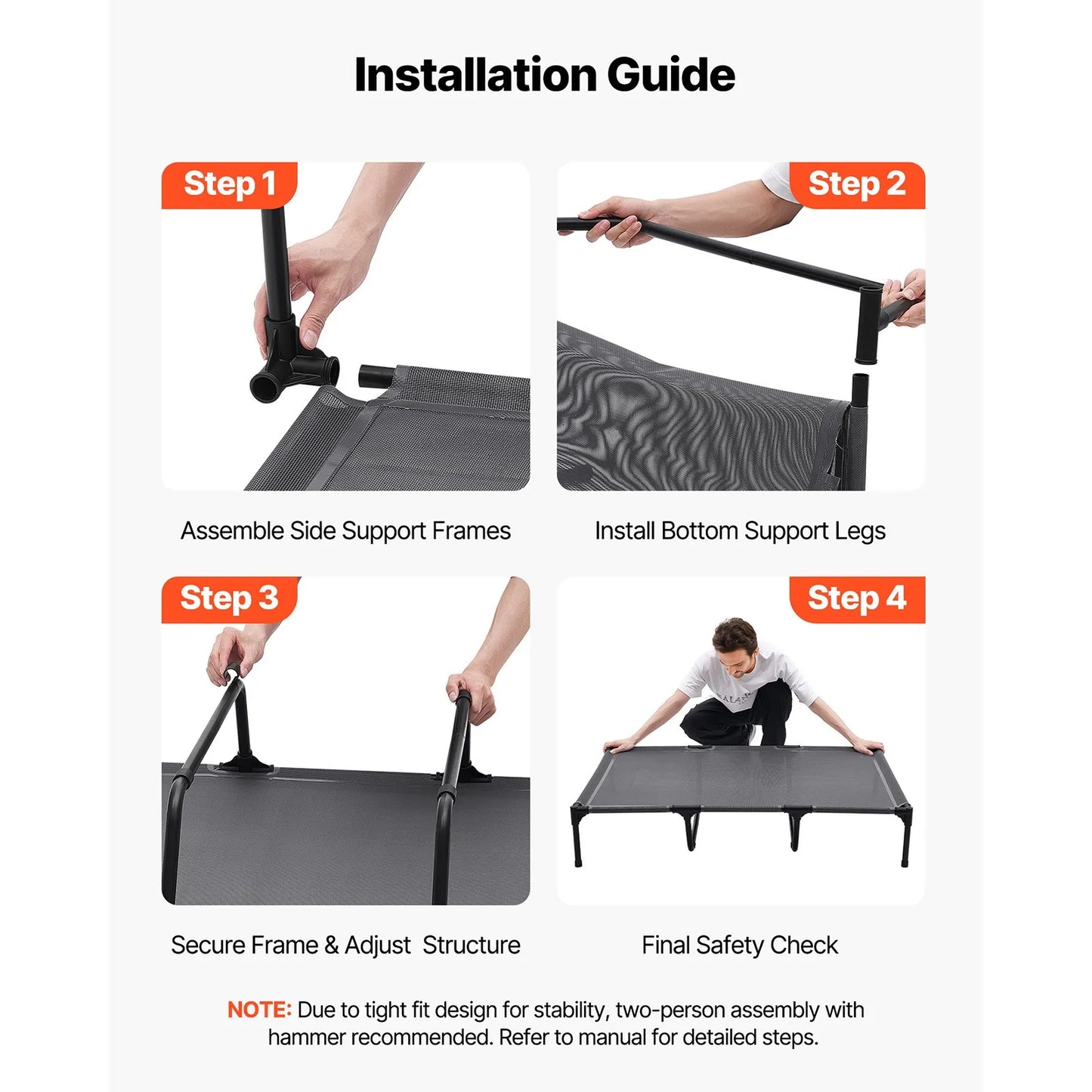 Portable Raised Dog Bed With Sturdy Metal Frame For Pets