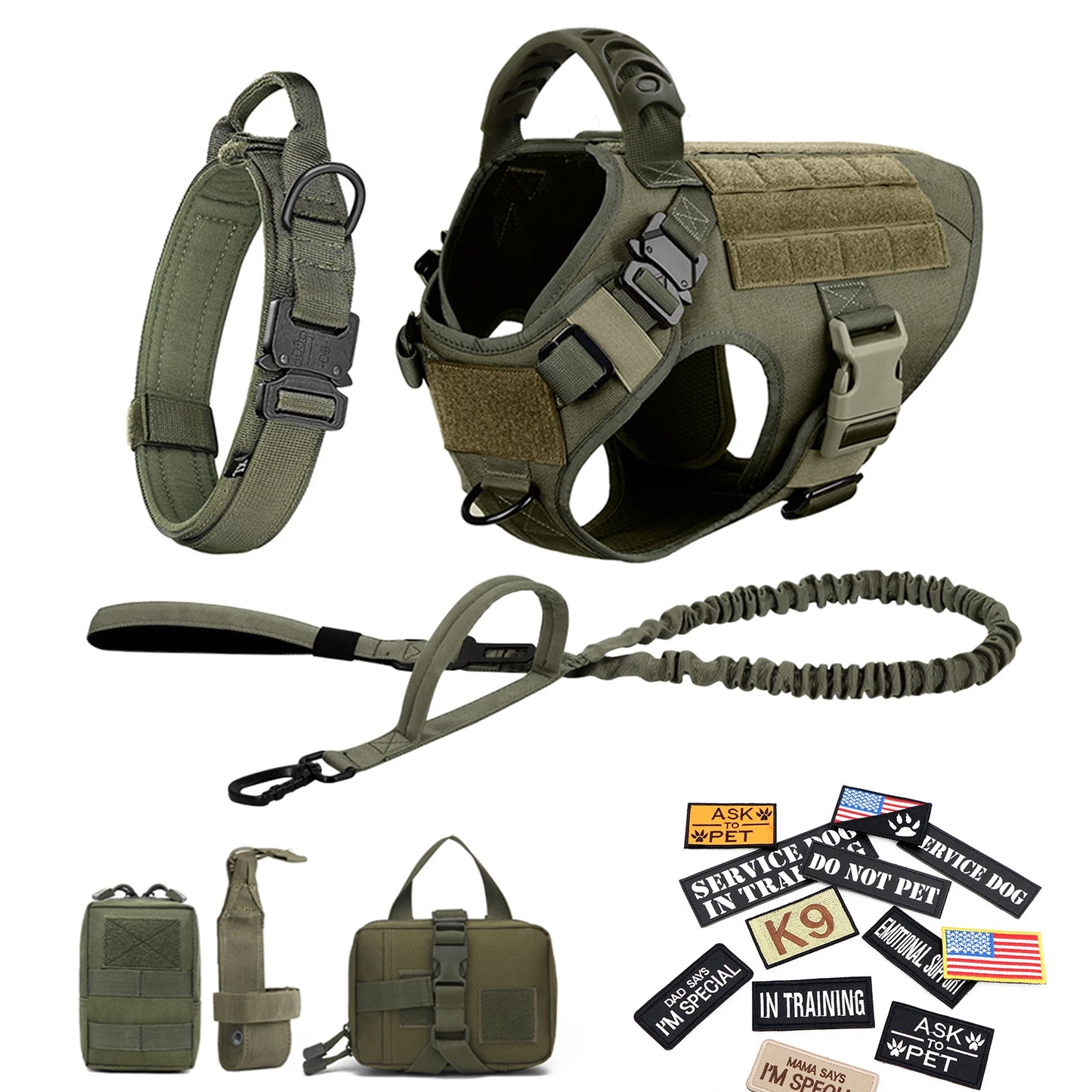 PETRAVEL Military Dog Harness Vest Set Nylon For Malinois Training