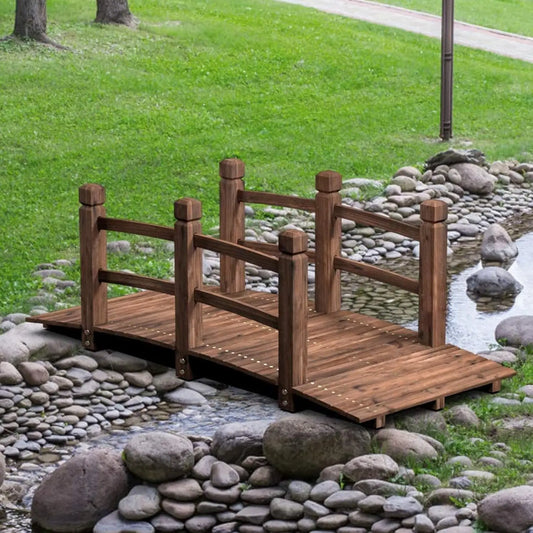 Wooden Garden Bridge Arc Footbridge With Railings 400 Lb Capacity