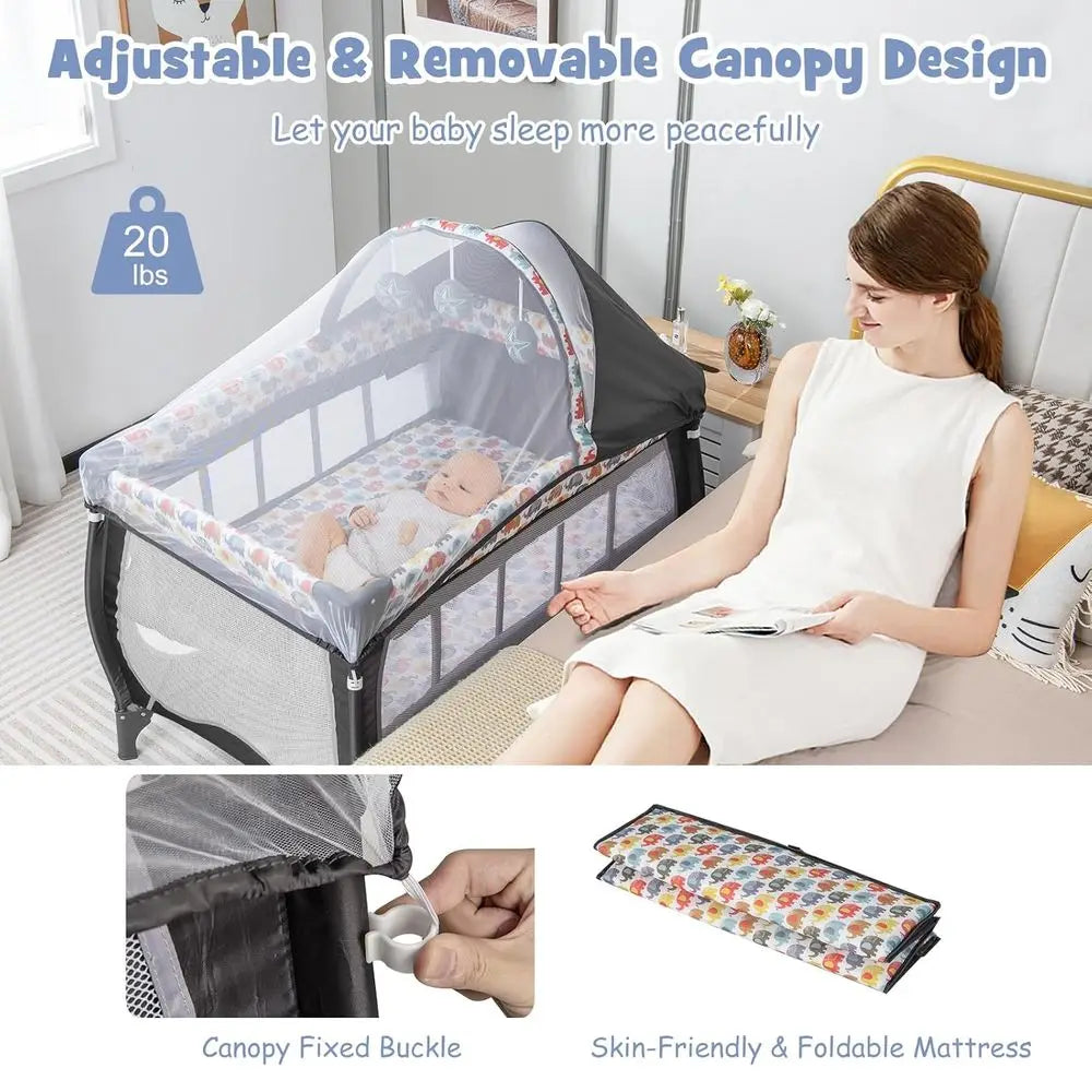 4 In 1 Baby Playard With Bassinet And Changing Table