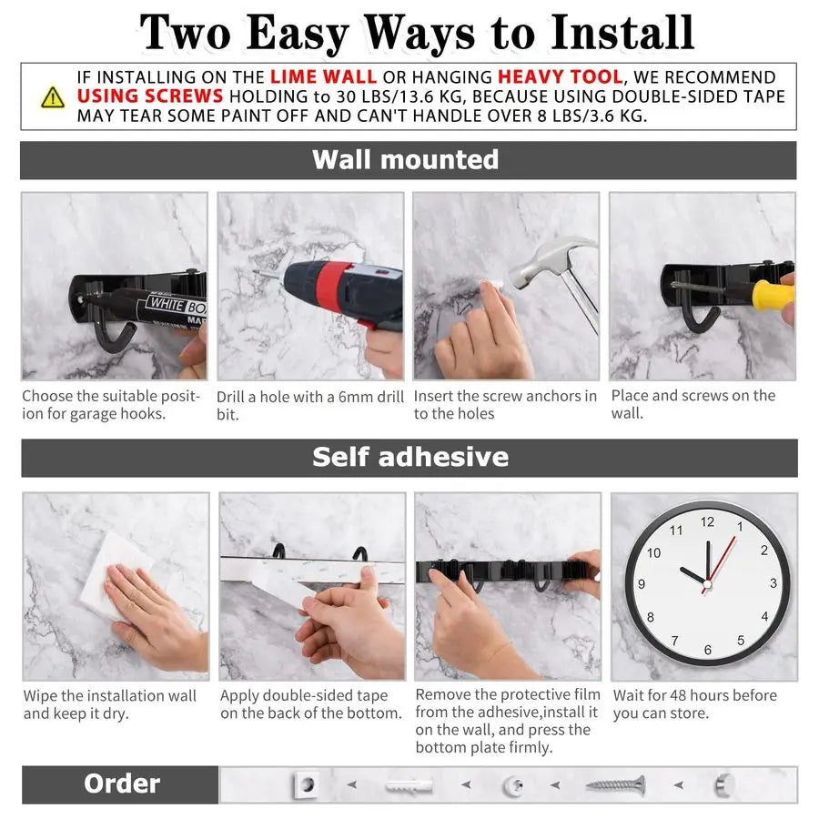 2 Pack Mop And Broom Holder Wall Mount Stainless Steel Heavy Duty