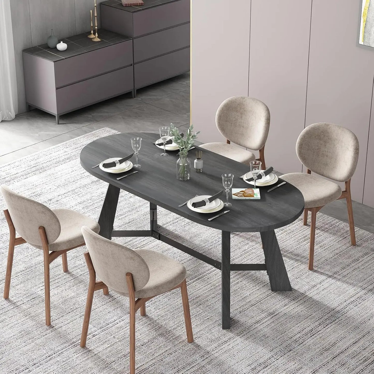 Rustic Oval Dining Table For 6 To 8 People Farmhouse Wood