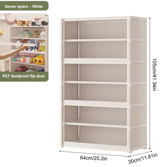 7 Layer Free Standing Shoe Storage Cabinet With Flip Door Organizer
