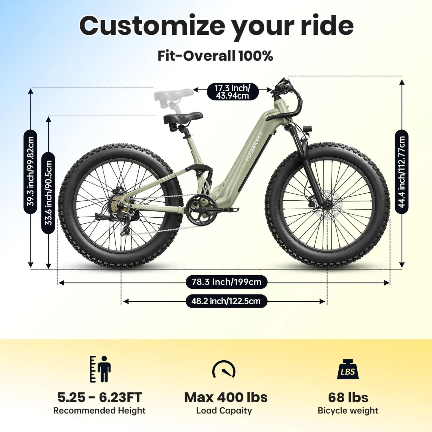 PUCKIPUPPY Boxer ST 960W 48V 20Ah Fat Tire Suspension EBike
