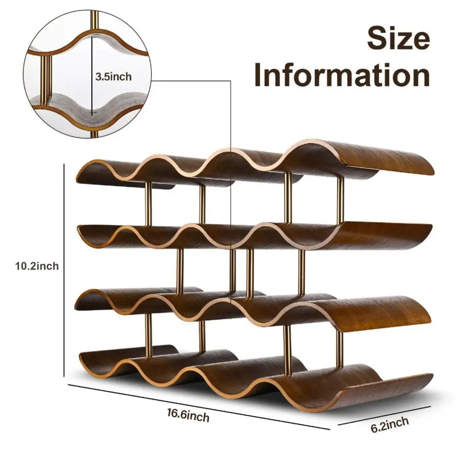 XMSJ Solid Wood Freestanding 14 Bottle Wine Rack 4 Tier