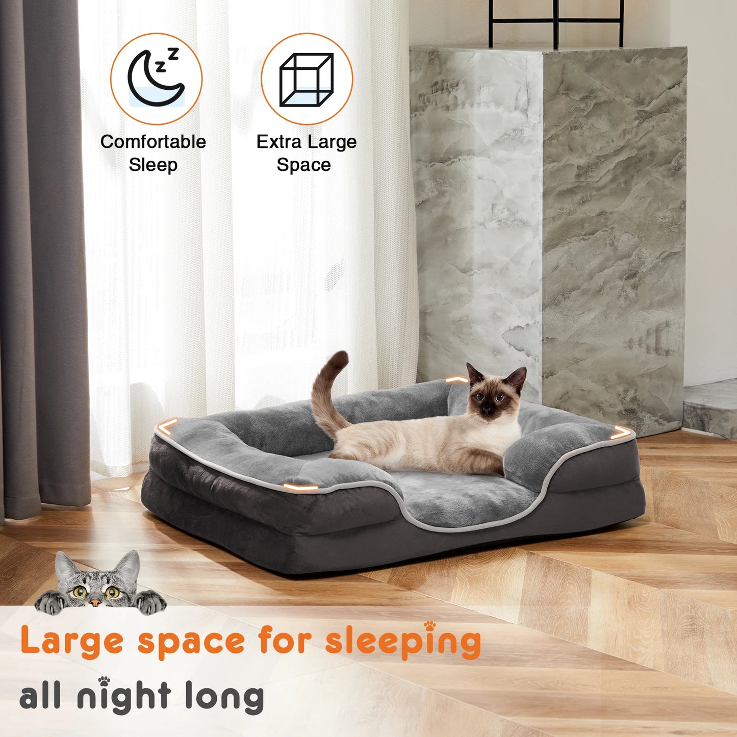 JHK Orthopedic Memory Foam Dog Bed for Small Pets Premium
