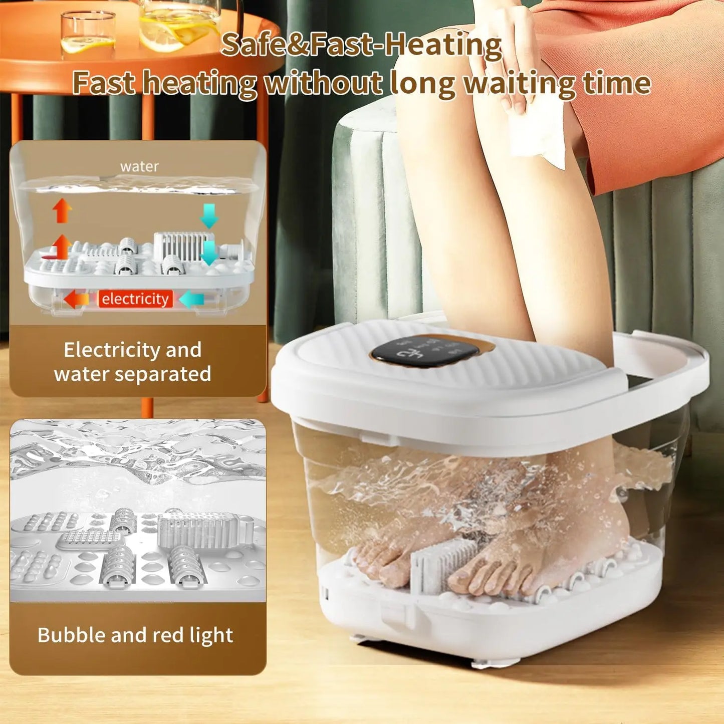 Foldable Foot Spa With Heat And Massage Rollers Home