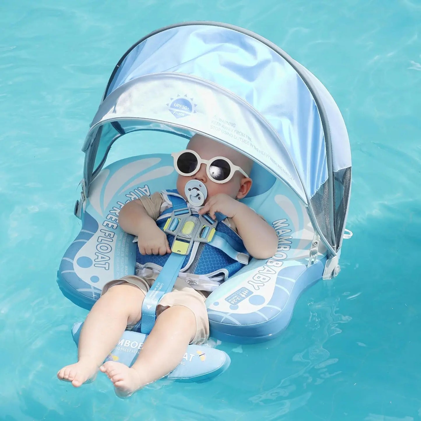 HECCEI Infant Swim Float With Canopy For Pool Safety