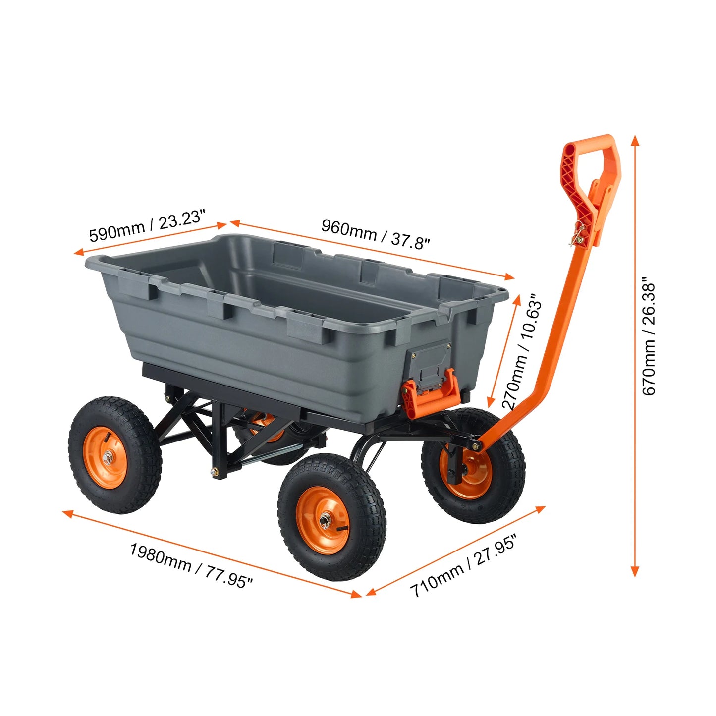 SucceBuy Poly Garden Dump Cart With Steel Frame 600 Lb