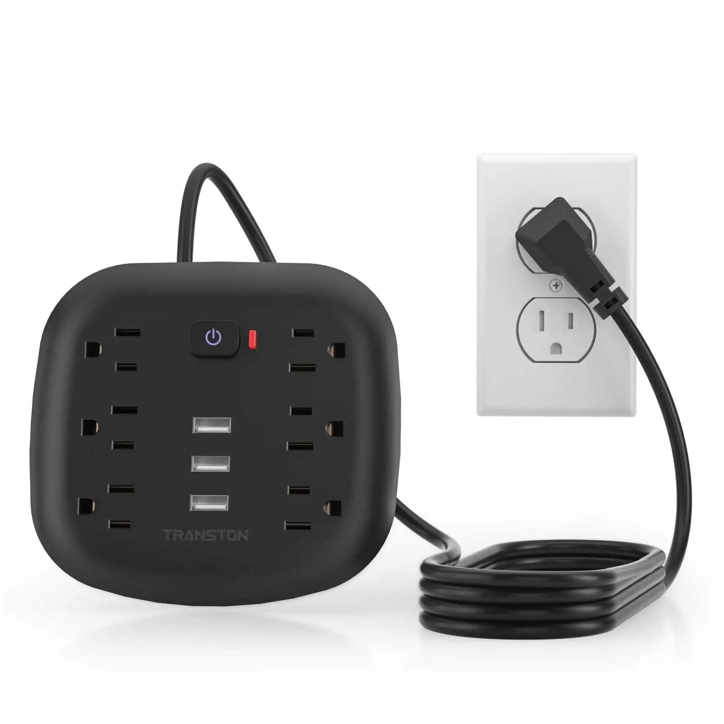 TRANSTON Surge Protector Outlet With Three USB Ports And Cord
