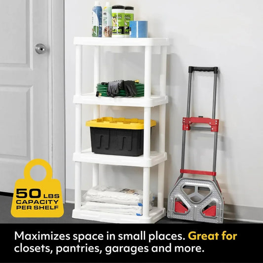 CX 4-Tier Plastic Storage Shelving Unit Light 50lbs Per Shelf