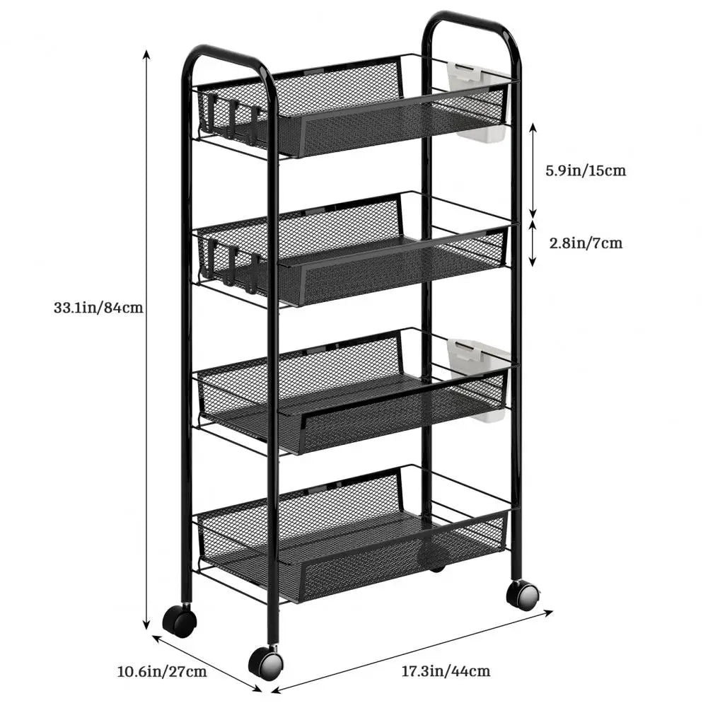 5 Tier Stackable Metal Mesh Fruit Vegetable Basket With Wheels