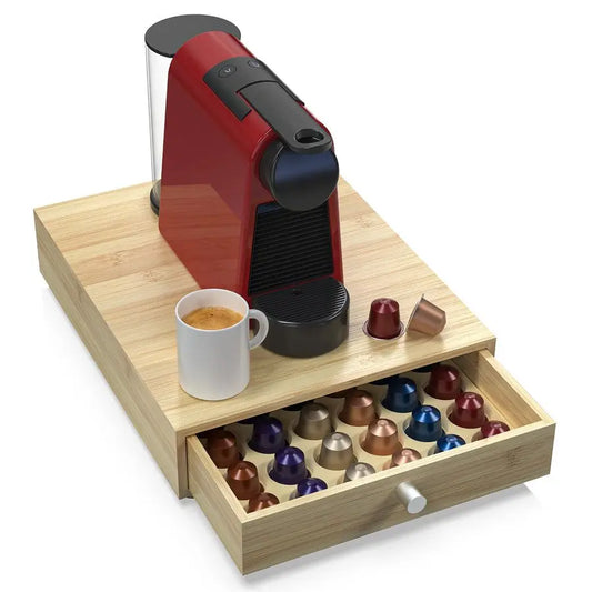 XMSJ Nespresso Original Capsules Bamboo Pod Drawer Organizer