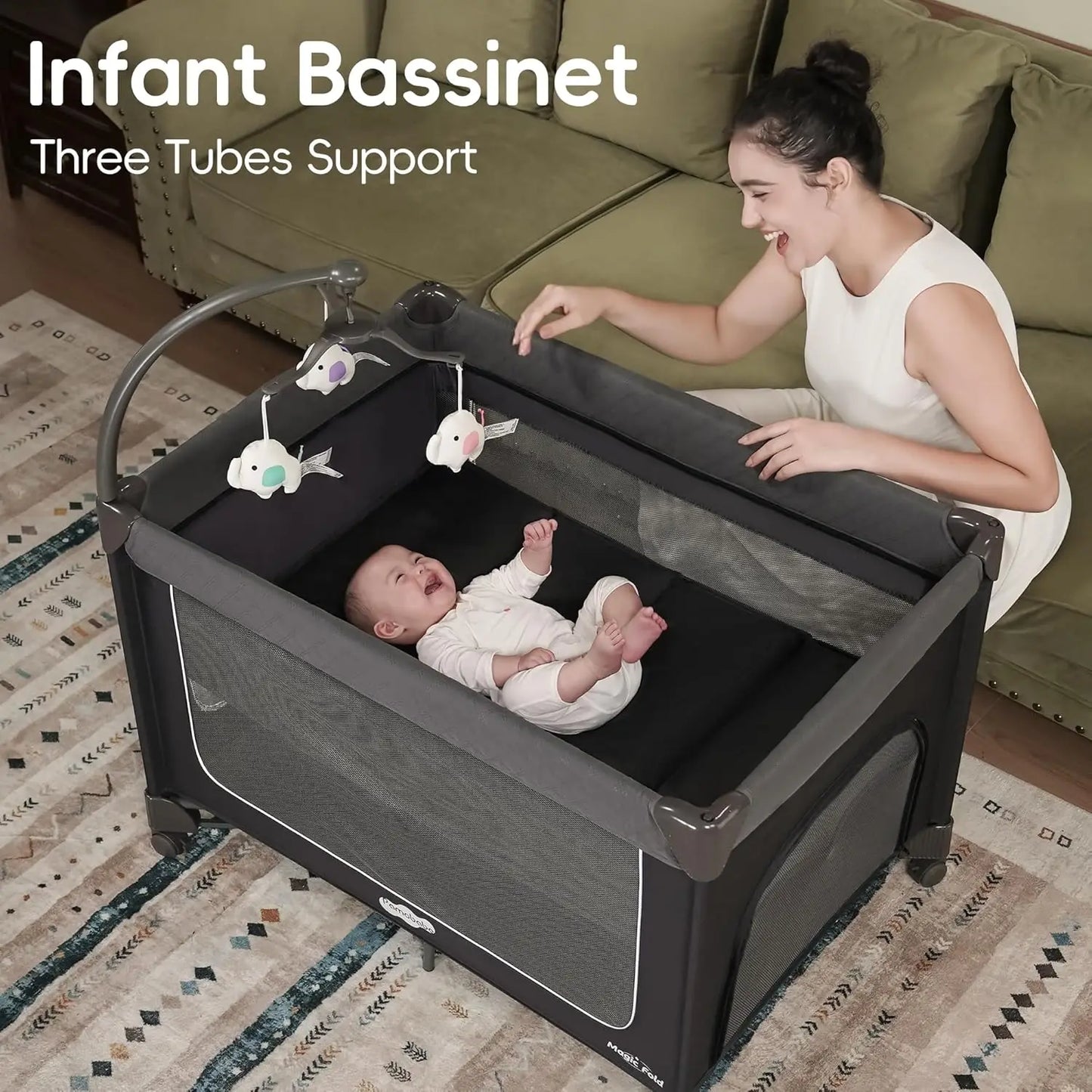 Magic Fold Playard With Bassinet And Changing Table Zip Door