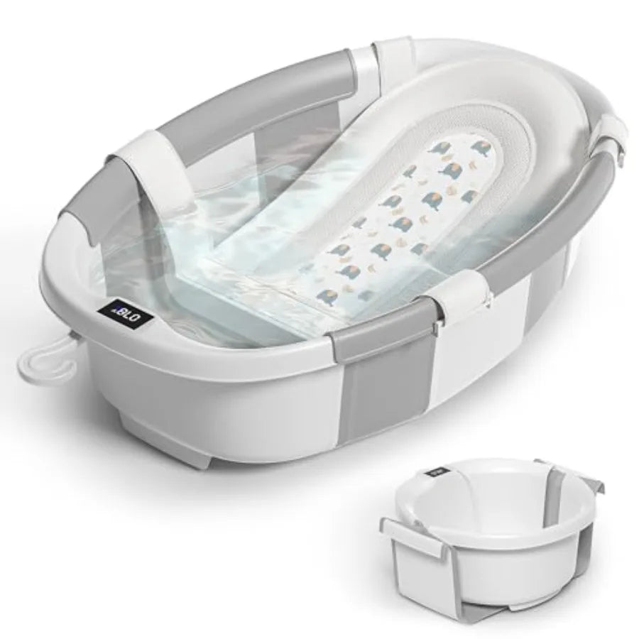 Himold Collapsible Baby Bathtub With Thermometer Cushion